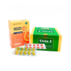 Combo Da Khỏe: Vitamin E Vivita.E & Vitamin C 500 Nano Curcumin Date Xa NK