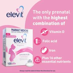Elevit Úc 100 Viên – Vitamin Tổng Hợp Cho Phụ Nữ Chuẩn Bị Mang Thai & Mẹ Bầu