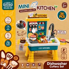 Đồ chơi nhà bếp kèm bồn rửa chén Mini Kitchen 36 chi tiết có hiệu ứng hơi nước