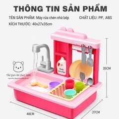 Đồ chơi bồn rửa chén bát cho bé 26 chi tiết vòi tự động dùng pin giúp bé phát triển trí tuệ Thế giới đồ chơi 1104