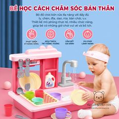 Đồ chơi bồn rửa chén bát cho bé 26 chi tiết vòi tự động dùng pin giúp bé phát triển trí tuệ Thế giới đồ chơi 1104
