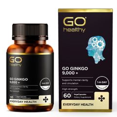 GO Ginkgo 9000+ - Viên uống bổ não 60 viên hỗ trợ tăng cường trí nhớ, tuần hoàn não và khả năng tập trung cho người lớn.