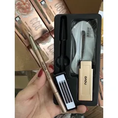 SET BỘ 4 CHÌ MÀY 2 ĐẦU+ 3 KHUÔN KẺ MÀY NoVo Chính hãng