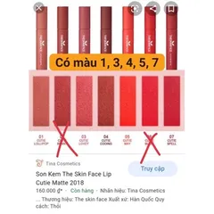 Son kem The Skin Face siêu lì siêu mịn không khô môi CHUẨN AUTH