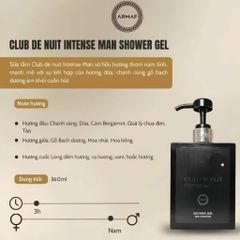 Sữa tắm Club de Nuit Intense Man sở hữu hương thơm nam tính, mạnh mẽ 360ml