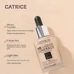 Kem nền Catrice HD Liquid Coverage kiềm dầu che khuyết điểm tự nhiên 30ml Chính Hãng