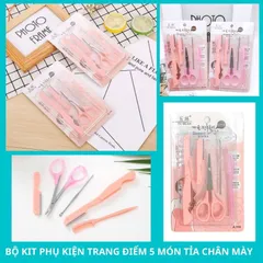 Bộ kit phụ kiện 5 món tỉa chân mày trang điểm gồm: 02 dao tỉa + 01 Lược chải + 01Kéo tỉa lông mày.+ 01 lấy ráy tai