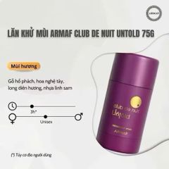 (Chính Hãng full bill) Lăn Sáp khử mùi Cao Cấp Armaf Club De Nuit Woman/Man Deodorant Stick 75g