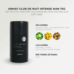 (Chính Hãng full bill) Lăn Sáp khử mùi Cao Cấp Armaf Club De Nuit Woman/Man Deodorant Stick 75g