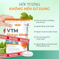 Viên uống bổ não VTM Ginkgo Biloba tuần hoàn máu não, giúp cải thiện trí nhớ tăng cường tư duy - túi 60 viên