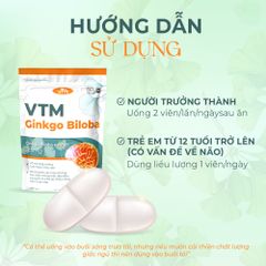 Viên uống bổ não VTM Ginkgo Biloba tuần hoàn máu não, giúp cải thiện trí nhớ tăng cường tư duy - túi 60 viên