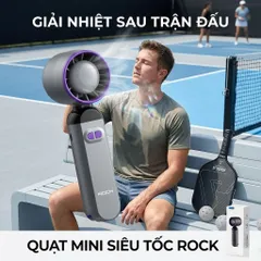Quạt Tích Điện Cầm Tay Turbo ROCK LQ-217B Gập 90°, 100 Cấp Độ Gió, Màn Hình Led, Móc Treo Tiện Lợi