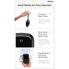 Pin Sạc Dự Phòng Baseus Qpow Pro 20.000mAh Sạc Nhanh 20W/22.5W PD/QC/SCP Liền Cáp L hoặc C