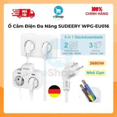 Ổ Điện Đa Năng 3680W SUDEERY WPG-EU016 ( Đức ) 2 Cổng 220V + 3 Cổng USB-A, Nhựa Cao Cấp Chống Cháy