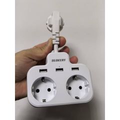 Ổ Điện Đa Năng 3680W SUDEERY WPG-EU016 ( Đức ) 2 Cổng 220V + 3 Cổng USB-A, Nhựa Cao Cấp Chống Cháy