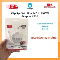 Cáp Sạc Nhanh C to C 60W Chính Hãng Drapow CZ20 - Hỗ trợ mọi thiết bị có cổng sạc Type-C