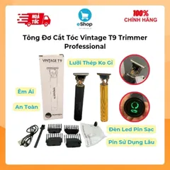 Tông Đơ Cắt Tóc Không Dây Vintage T9 Trimmer Professional - Máy Cắt Tóc Chuyên Nghiệp Chuẩn Salon Kèm Phụ Kiện An Toàn