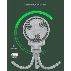 Quạt Tích Điện Octopus Fan Kèm Chân Kẹp Đa Năng, 3 Cấp Độ Gió Hoạt Động Êm Ái, Có Thể Kẹp, Treo, Giá Đỡ ĐT