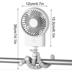 Quạt Tích Điện Octopus Fan Kèm Chân Kẹp Đa Năng, 3 Cấp Độ Gió Hoạt Động Êm Ái, Có Thể Kẹp, Treo, Giá Đỡ ĐT