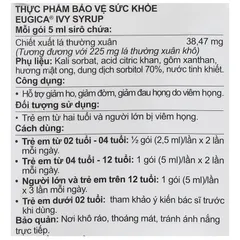 Eugica Ivy Syrup hỗ trợ giảm ho, giảm đờm hộp 20 gói x 5ml
