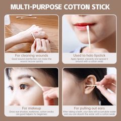 Combo 5 gói Tăm bông ngoáy tai 100 que thân gỗ tăm bông ráy tai nặn mụn(thân thiện với môi trường) 759931