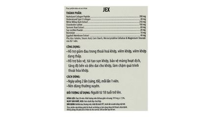 Jex Natural Joint Pain Relief hộp 30 viên