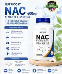 240 viên Nutricost NAC 600mg - Hỗ Trợ Gan Khỏe, Tăng Cường Glutathione Và Chống Oxy Hóa