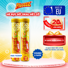 Viên Sủi PLUSSSZ MAX Multivitamin Vị Cam Không Đường - Tăng Cường Sức Đề Kháng, Hỗ Trợ Tăng Cường Sức Khỏe, Dạng Viên Dễ Uống, Combo 2 Tuýp 20 Viên