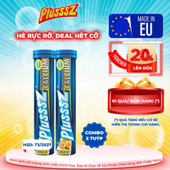 [COMBO 2 TUÝP X 20 VIÊN] PLUSSSZ CALCIUM vị đào, chanh leo không đường - Hàng nhập khẩu