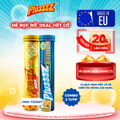 Combo Viên Sủi PLUSSSZ MAX Multivitamin vị Cam & Calcium vị Đào, Chanh Leo – Tăng Cường Sức Đề Kháng, Duy Trì Sức Khoẻ