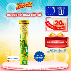 Viên sủi Plusssz Max Vitamin C & Zinc hương chanh - Tăng cường miễn dịch, hỗ trợ sức khỏe - Tuýp 20 viên dễ hòa tan