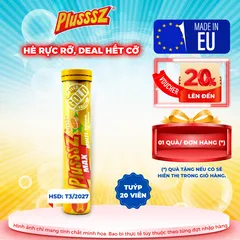 Viên sủi Plusssz Max Multivitamin vị cam không đường - Tăng sức đề kháng, phù hợp cho mọi lứa tuổi từ 9 tuổi trở lên, hàng nhập khẩu Châu Âu