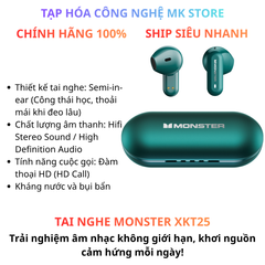 Tai nghe Monster Airmars XKT25, Bluetooth 5.4, Âm thanh Hifi Stereo, độ trễ thấp, Hd Call
