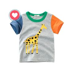 NEW '2026' Áo Thun Cộc Tay Cho Bé In Hình Con Vật Ngộ Nghỉnh Vải Cotton Thấm Mồ Hôi