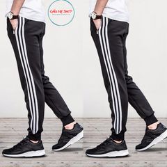 NEW '2026' QUẦN DÀI JOGGER NAM MÀ ĐEN PHỐI 3 SỌC TRẮNG VẢI THUN DÀY DẶN GIÁ RẺ