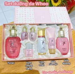 SET KEM WHOO HỒNG DƯỠNG ẪM KIỀM DẦU SE KHÍT CHÂN LÔNG 7 sp