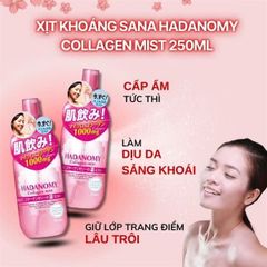 Xịt Khoáng Hadanomy Collagen Mist 250ml Nhật Bản | Cấp Ẩm & Làm Dịu Da