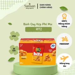 Bánh Quy Kẹp Phô Mai RITZ Bits Cheese Sandwich Crackers Hộp 30 Gói Mini Snack - Nội địa Mỹ