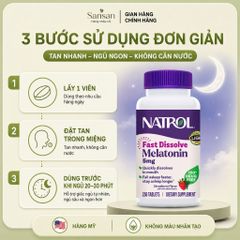 TPBVSK Natrol Melatonin 5mg 250 Viên Tan Nhanh Hỗ Trợ Ngủ Ngon, Thư Giãn, Hương Dâu Tây - Nội địa Mỹ