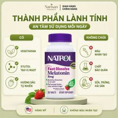 TPBVSK Natrol Melatonin 5mg 250 Viên Tan Nhanh Hỗ Trợ Ngủ Ngon, Thư Giãn, Hương Dâu Tây - Nội địa Mỹ