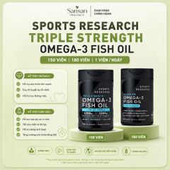 Dầu Cá Omega 3 Sports Research Triple Strength Fish Oil EPA 690mg DHA Cao 150V 180V - Nội địa Mỹ
