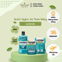Listerine Cool Mint Chính Hãng Mỹ | Nước Súc Miệng 1L | Xịt Thơm Miệng PocketMist 2x7.7ml | Miếng Dán PocketPaks 72 Miến