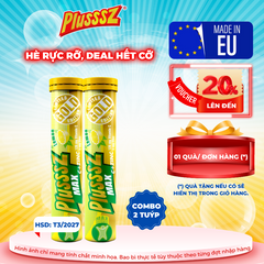Viên Sủi PLUSSSZ MAX Vitamin C & Zinc Vị Chanh - Tăng Cường Sức Đề Kháng, Hỗ Trợ Miễn Dịch, Dạng 20 Viên x 2 Tuýp