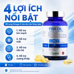 Careline Fish Oil 1000mg 100 Viên Dầu Cá Omega 3 Hỗ Trợ Tim Mạch Não Bộ Mắt Hàng Úc Chính Hãng