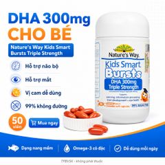 Nature's Way Kids Smart Bursts DHA 300mg Triple Strength 50 Viên Hỗ Trợ Bổ Sung DHA Cho Bé