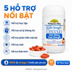 Nature's Way Kids Smart Bursts DHA 300mg Triple Strength 50 Viên Hỗ Trợ Bổ Sung DHA Cho Bé