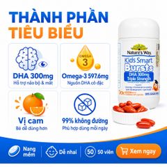 Nature's Way Kids Smart Bursts DHA 300mg Triple Strength 50 Viên Hỗ Trợ Bổ Sung DHA Cho Bé
