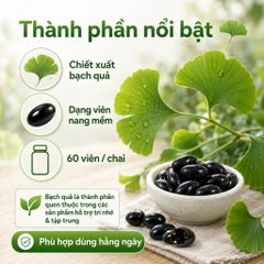 Careline Ginkgo Biloba 2500mg 60 Viên Hỗ Trợ Tuần Hoàn Máu Não Tăng Cường Trí Nhớ Tập Trung