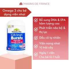 Nature's Way Kids Smart Bursts High DHA Omega 3 Fish Oil Trio 60 Viên Hỗ Trợ Bổ Sung DHA Cho Bé