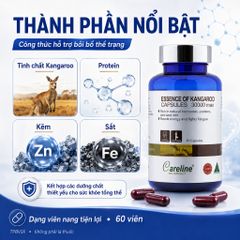 Careline Essence Of Kangaroo 30000 Max 60 Viên Hỗ Trợ Bổ Sung Protein Kẽm Sắt Tăng Cường Sức Khỏe